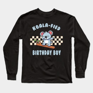 Koala-Fied Birthday Boy Funny Dabbing Koala Pun Long Sleeve T-Shirt